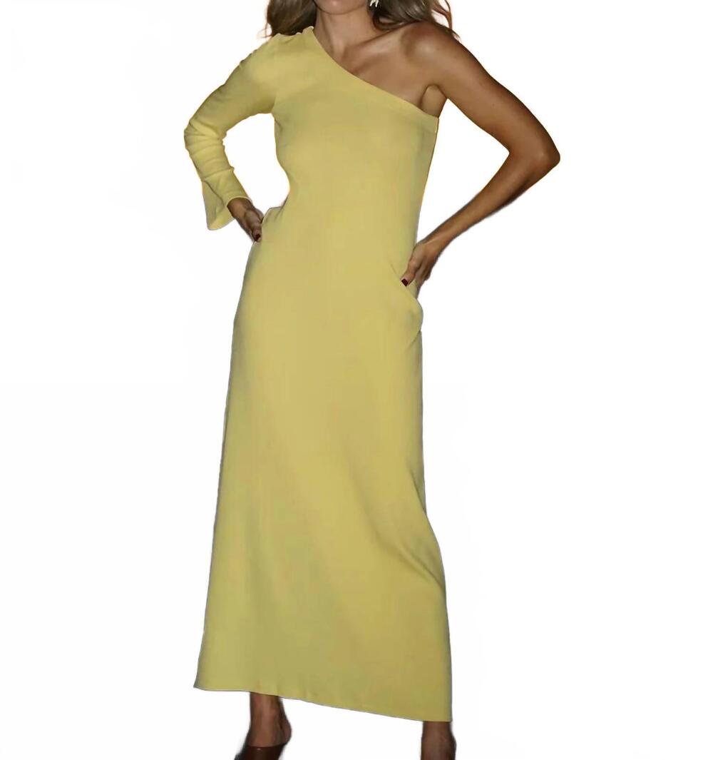NEW LNA holden rib one shoulder dress in yellow